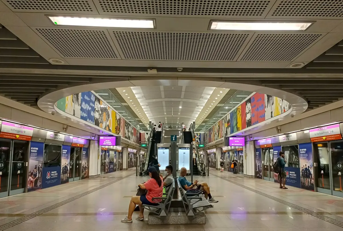 Platform level of Buangkok MRT station on the North East Line, about four minutes on foot from Esparina Residences