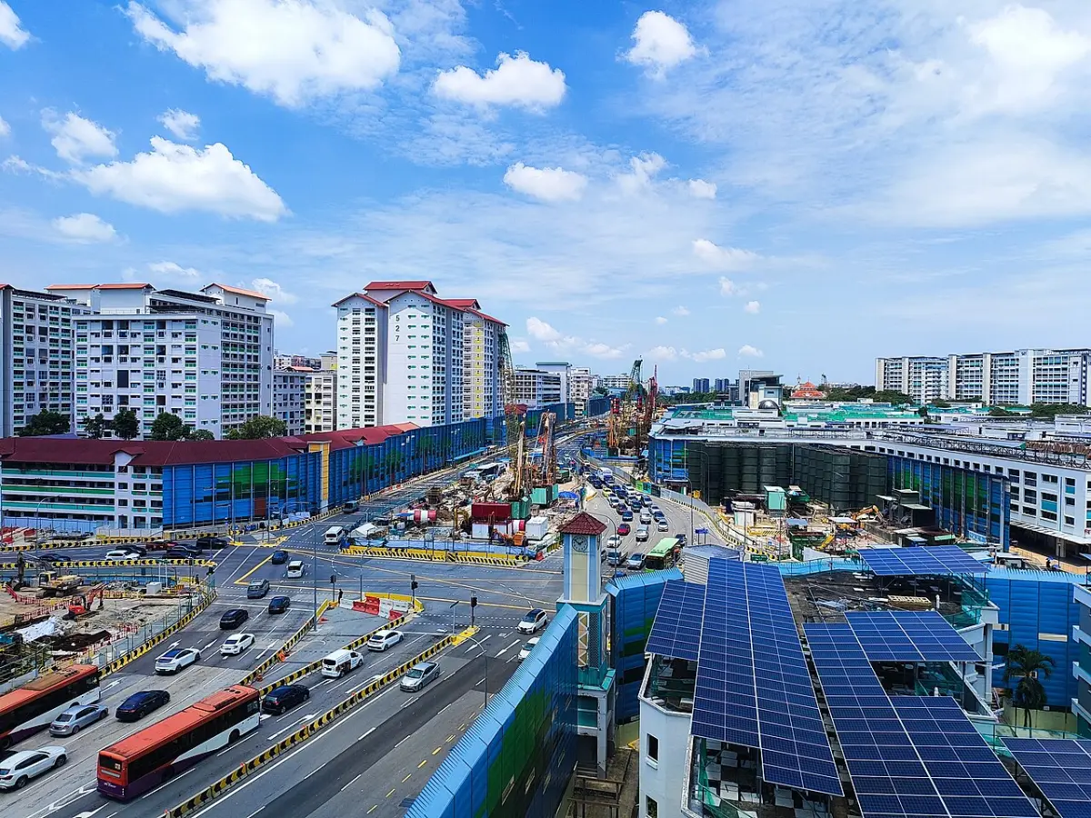 Construction of Serangoon North station on the Cross Island Line in September 2025, about 500 metres from Hundred Palms Residences
