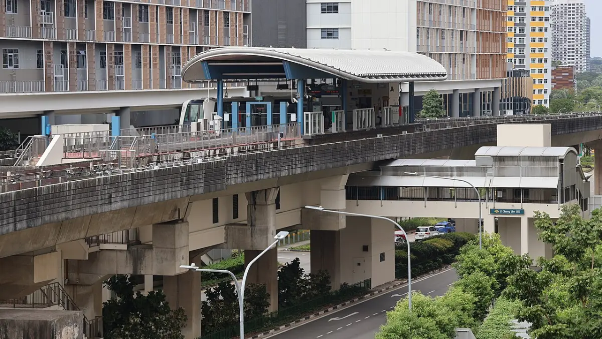 Cheng Lim LRT station on the Sengkang LRT West Loop, about a minute on foot from The Vales