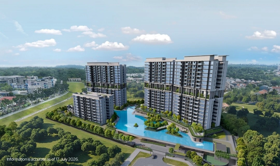 Artist's impression of Lentor Gardens Residences, a 499-unit condominium with three retail shops in District 26 near Lentor MRT, launching 18 July 2026