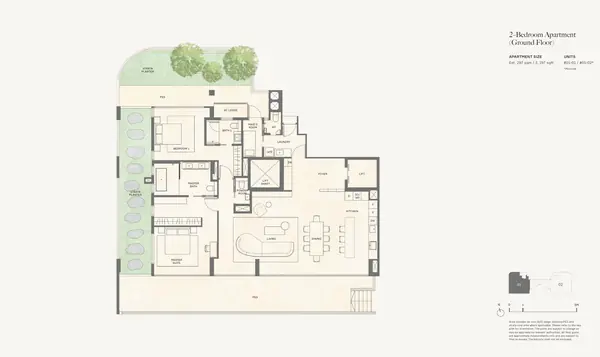 21 Anderson — floor plan 2BR-PES, 2 Bedroom Apartment, D10