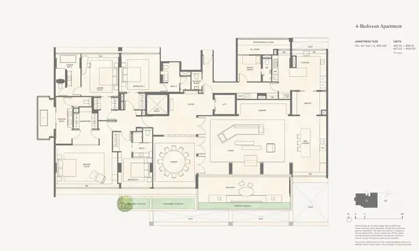 21 Anderson — floor plan 4BR, 4 Bedroom Apartment, D10