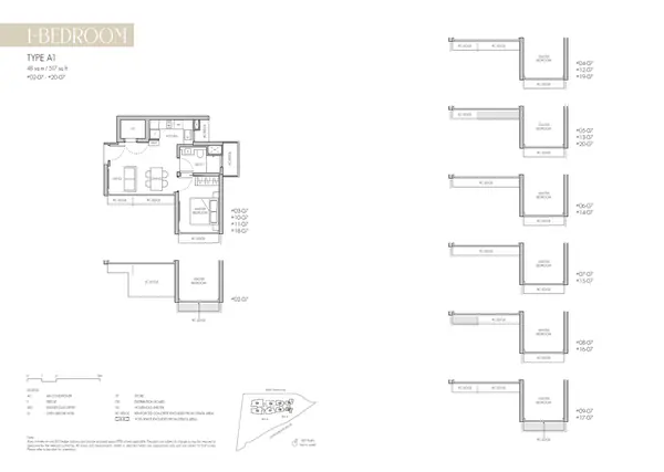 8@Bt — floor plan A1, 1 Bedroom, D21