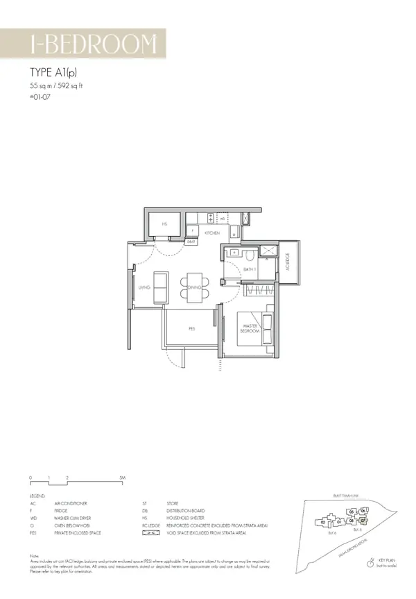 8@Bt — floor plan A1(p), 1 Bedroom, D21