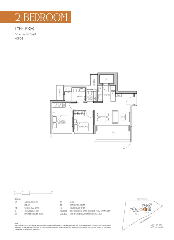 8@Bt — floor plan B3(p), 2 Bedroom, D21