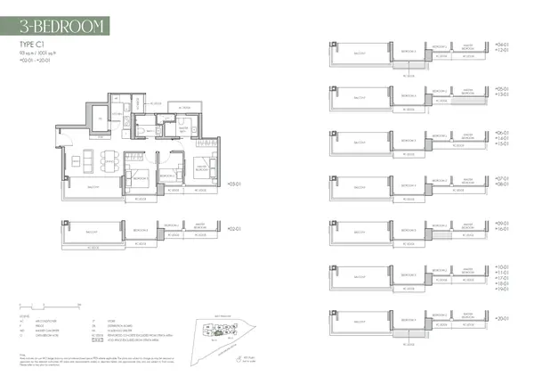 8@Bt — floor plan C1, 3 Bedroom, D21