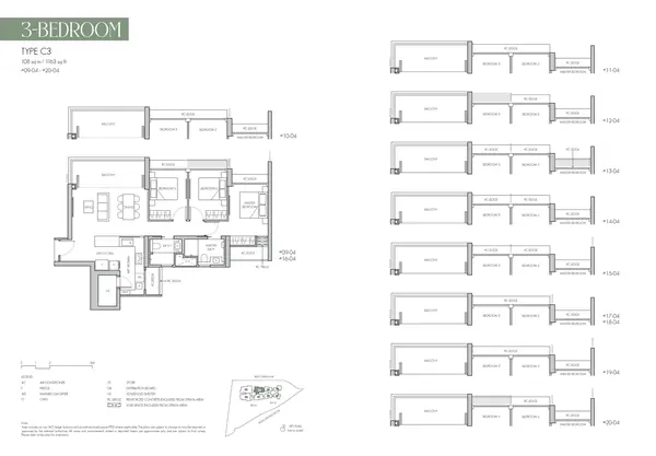 8@Bt — floor plan C3, 3 Bedroom, D21