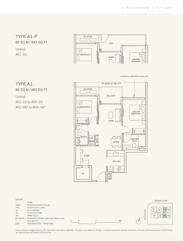 Ardor Residence — floor plan A1, 2 Bedroom + Study, D15