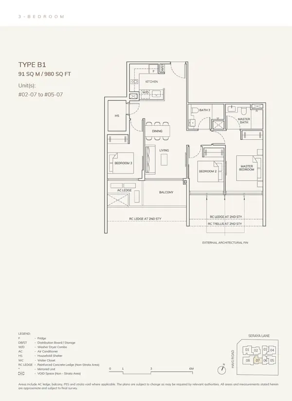 Ardor Residence — floor plan B1, 3 Bedroom, D15