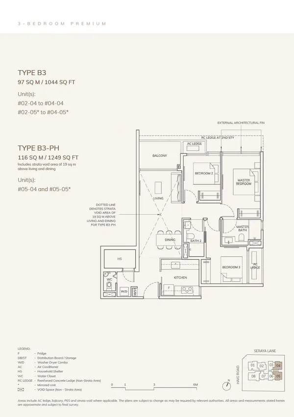 Ardor Residence — floor plan B3, 3 Bedroom Premium, D15
