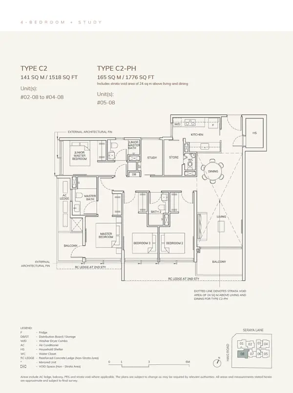 Ardor Residence — floor plan C2, 4 Bedroom + Study, D15