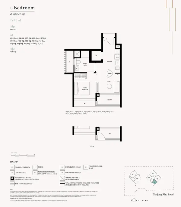 Arina East Residences — floor plan A1, 1 Bedroom, D15