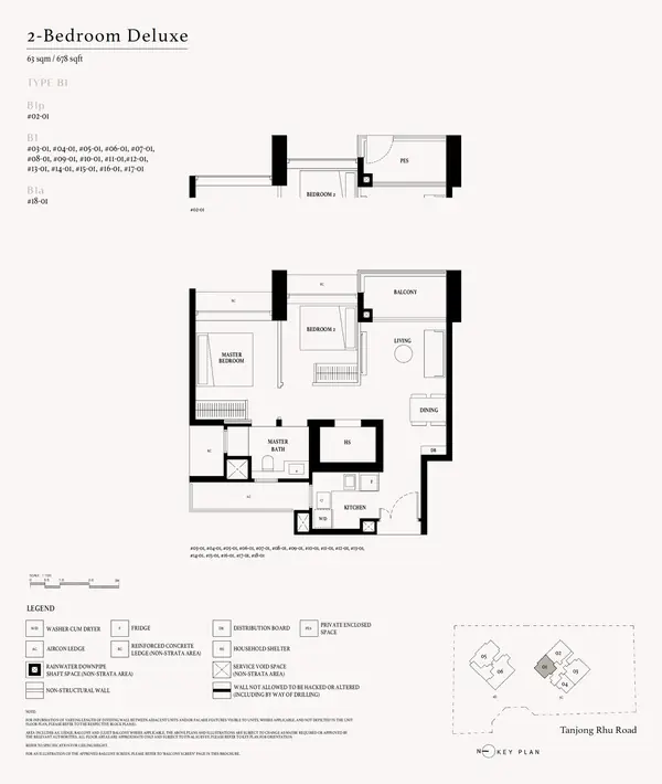 Arina East Residences — floor plan B1, 2 Bedroom Deluxe, D15