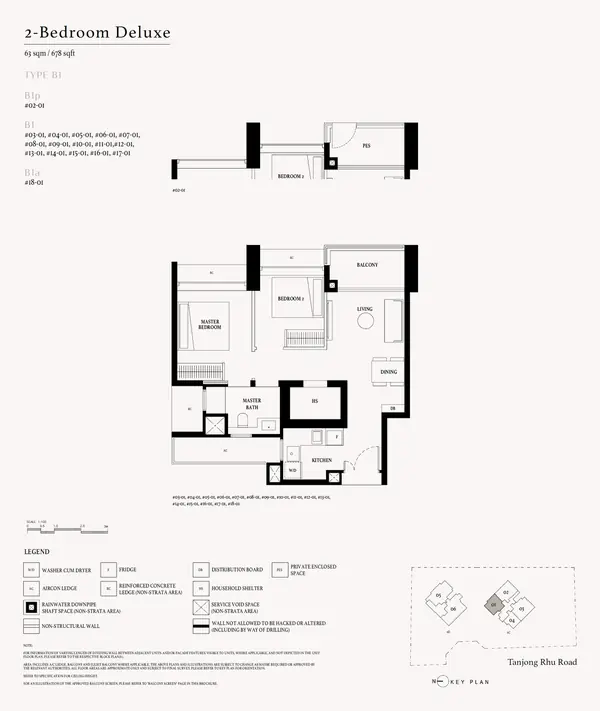 Arina East Residences — floor plan B1a, 2 Bedroom Deluxe, D15