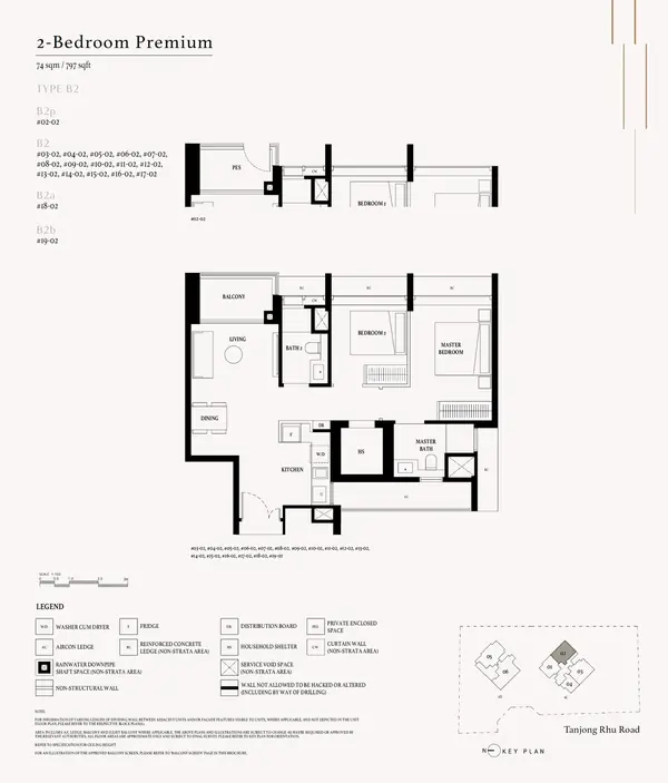 Arina East Residences — floor plan B2, 2 Bedroom Premium, D15