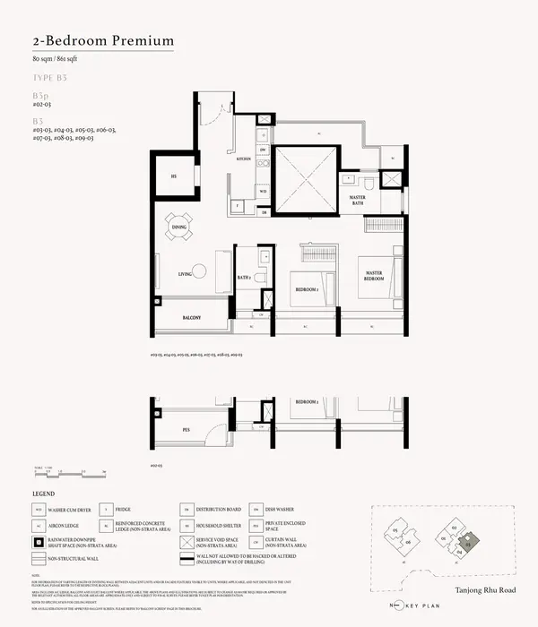 Arina East Residences — floor plan B3, 2 Bedroom Premium, D15