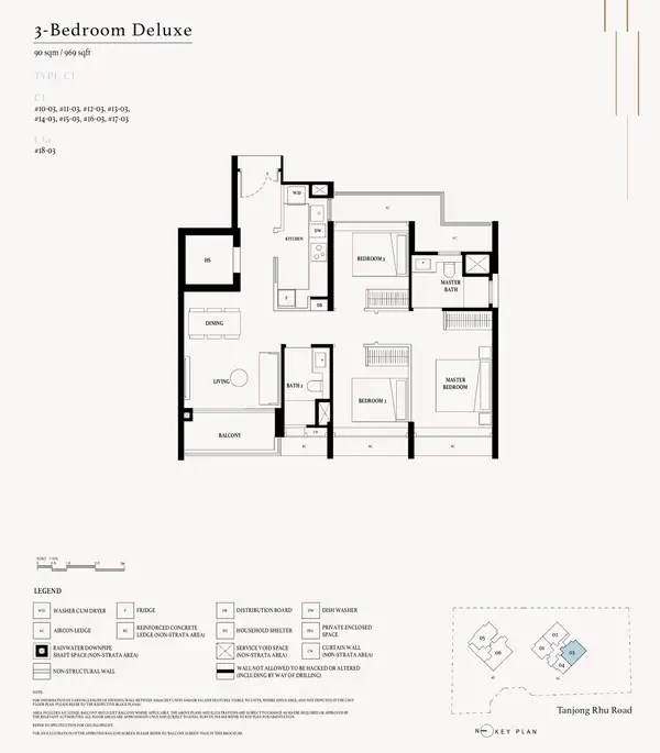 Arina East Residences — floor plan C1, 3 Bedroom Deluxe, D15