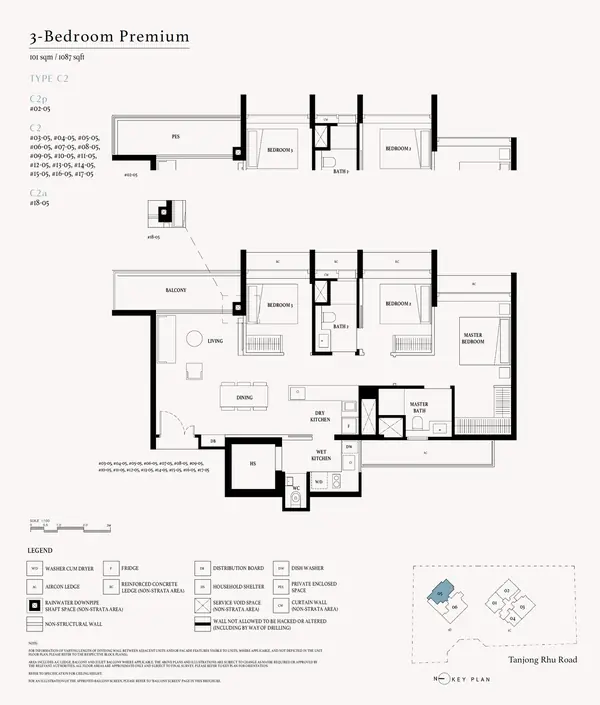 Arina East Residences — floor plan C2, 3 Bedroom Premium, D15