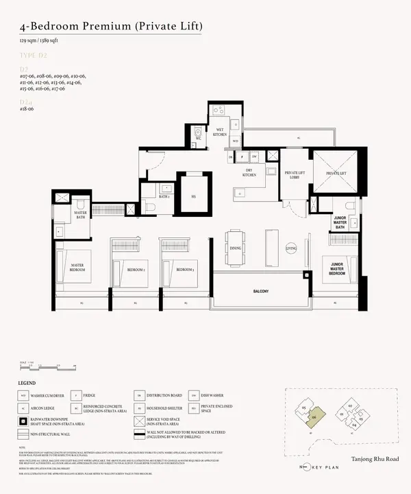 Arina East Residences — floor plan D2, 4 Bedroom Premium (Private Lift), D15