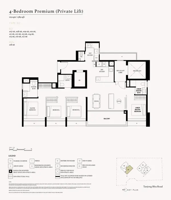 Arina East Residences — floor plan D2a, 4 Bedroom Premium (Private Lift), D15