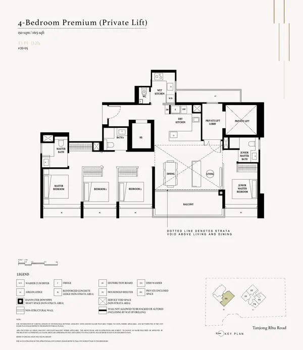 Arina East Residences — floor plan D2b, 4 Bedroom Premium (Private Lift), D15