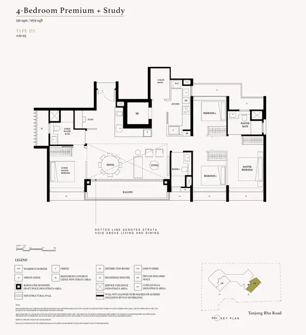 Arina East Residences — floor plan DS, 4 Bedroom Premium + Study, D15