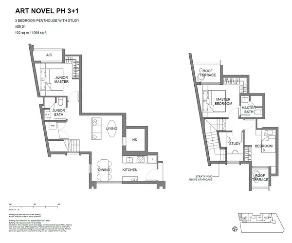 Atlassia — floor plan ART NOVEL PH3+1, 3 + 1 Bedroom, D15