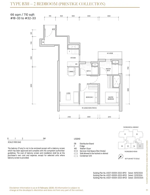 Aurea — floor plan B3H, 2 Bedroom, D07