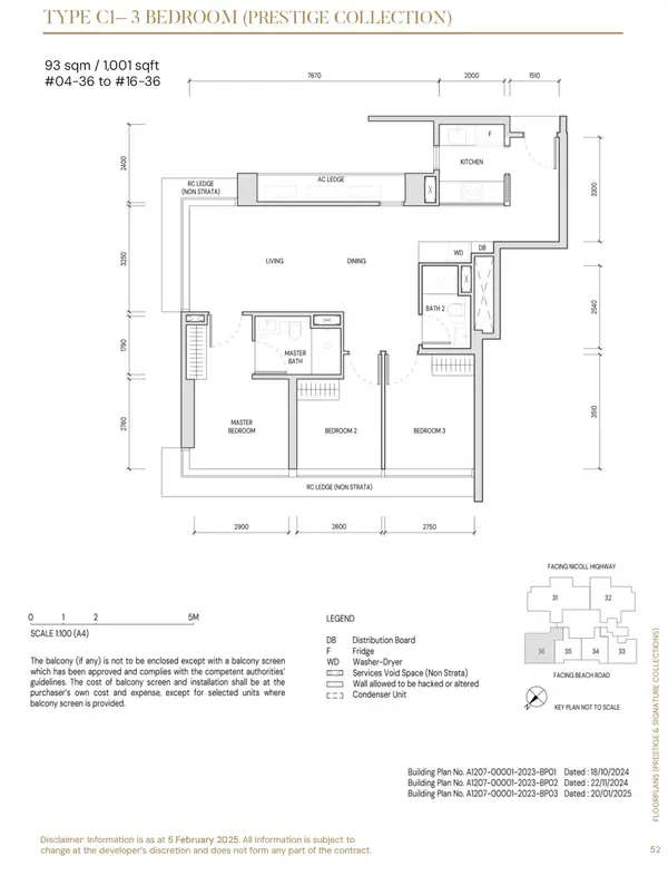 Aurea — floor plan C1, 3 Bedroom, D07