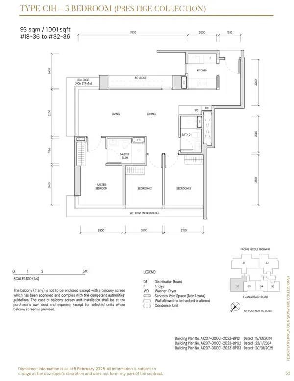 Aurea — floor plan C1H, 3 Bedroom, D07