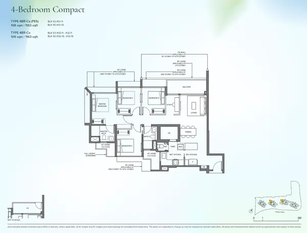 Canberra Crescent Residences — floor plan 4BR-Ca(PES), 4 Bedroom Compact, D27