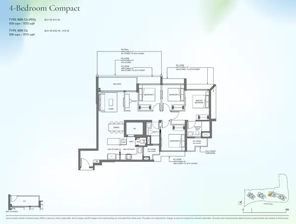 Canberra Crescent Residences — floor plan 4BR-Cb(PES), 4 Bedroom Compact, D27