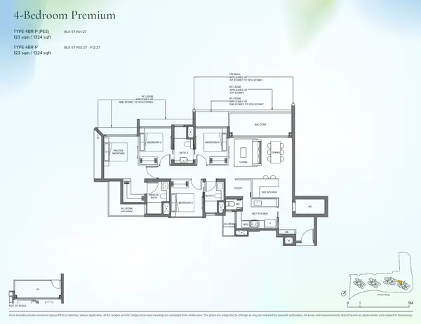 Canberra Crescent Residences — floor plan 4BR-P(PES), 4 Bedroom Premium, D27