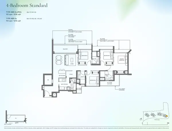 Canberra Crescent Residences — floor plan 4BR-Sa(PES), 4 Bedroom Standard, D27