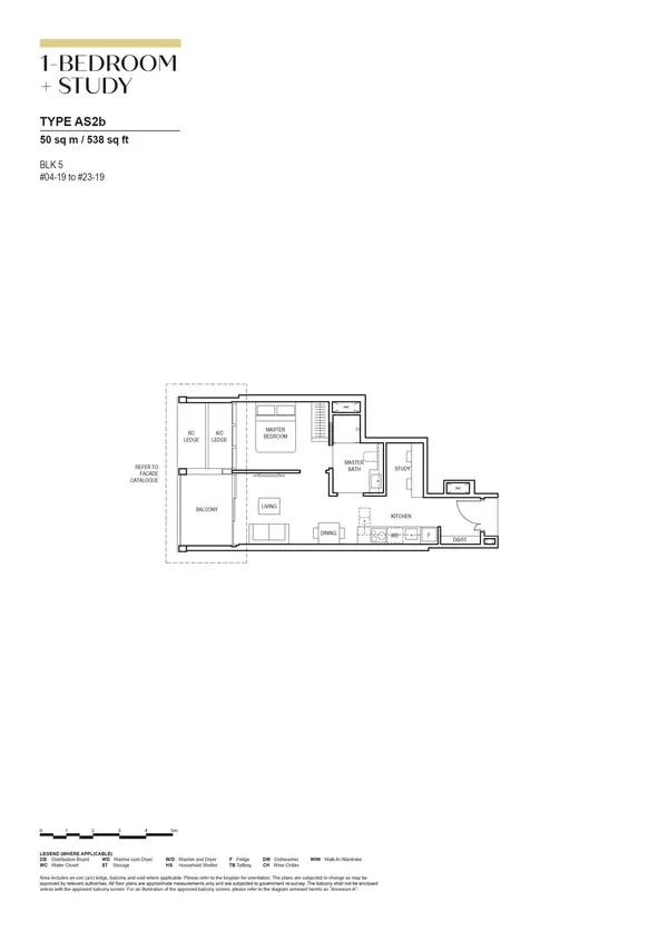 Canninghill Piers — floor plan AS2b, 1 Bedroom + Study, D06