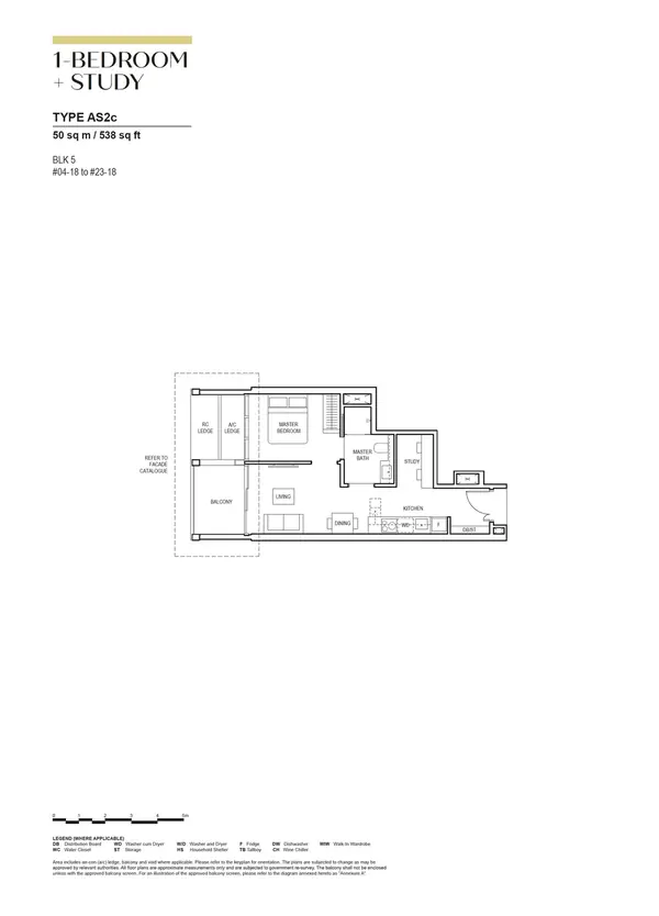 Canninghill Piers — floor plan AS2c, 1 Bedroom + Study, D06
