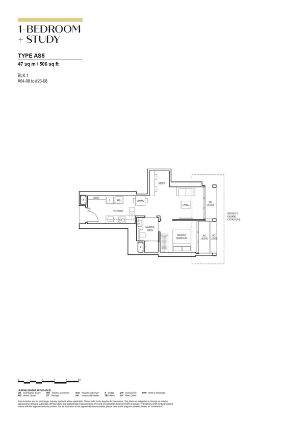 Canninghill Piers — floor plan AS5, 1 Bedroom + Study, D06