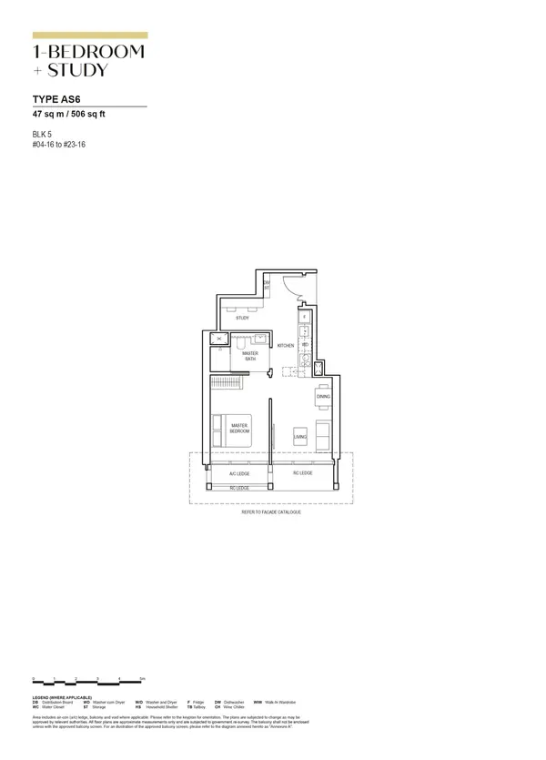 Canninghill Piers — floor plan AS6, 1 Bedroom + Study, D06