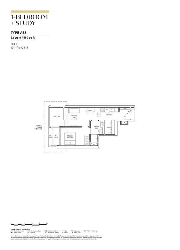 Canninghill Piers — floor plan AS8, 1 Bedroom + Study, D06