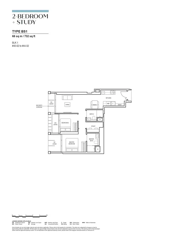 Canninghill Piers — floor plan BS1, 2 Bedroom + Study, D06