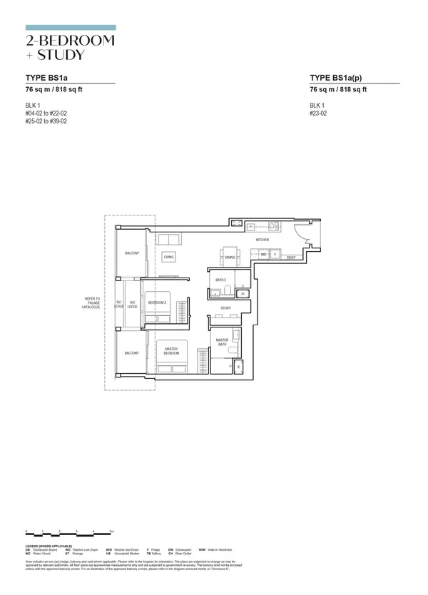 Canninghill Piers — floor plan BS1a, 2 Bedroom + Study, D06