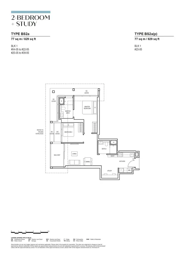Canninghill Piers — floor plan BS2a, 2 Bedroom + Study, D06