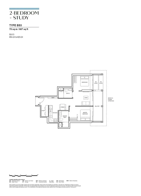 Canninghill Piers — floor plan BS3, 2 Bedroom + Study, D06