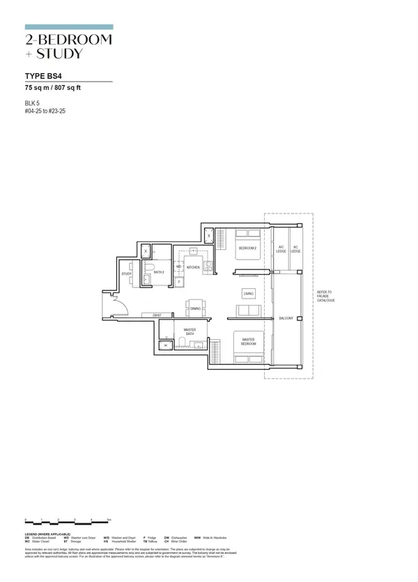 Canninghill Piers — floor plan BS4, 2 Bedroom + Study, D06