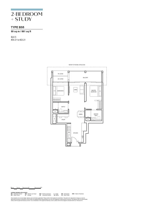 Canninghill Piers — floor plan BS5, 2 Bedroom + Study, D06