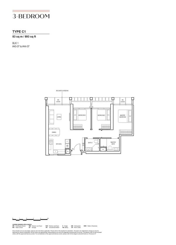 Canninghill Piers — floor plan C1, 3 Bedroom, D06