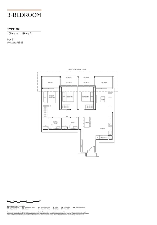 Canninghill Piers — floor plan C2, 3 Bedroom, D06