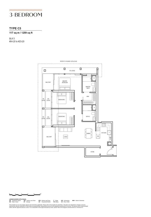 Canninghill Piers — floor plan C3, 3 Bedroom, D06