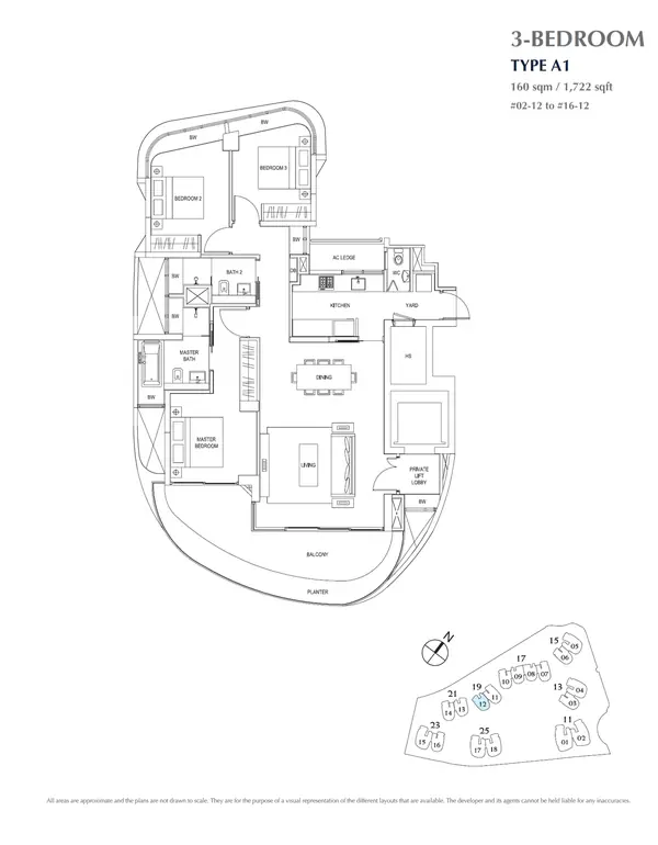 Cape Royale — floor plan A1, 3 Bedroom, D04