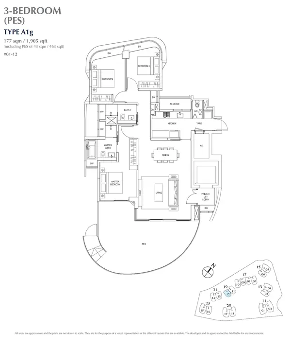 Cape Royale — floor plan A1g, 3 Bedroom, D04